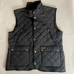 GANT Vest The Cozy Quilter Black Quilted Corduroy Accent Stowaway Hood Men's XXL